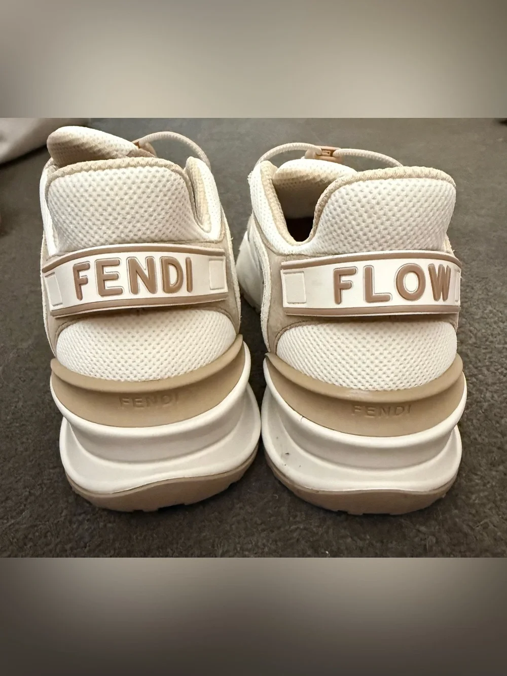 Fendi Women's Cream & White Chunky Mesh Sneaker